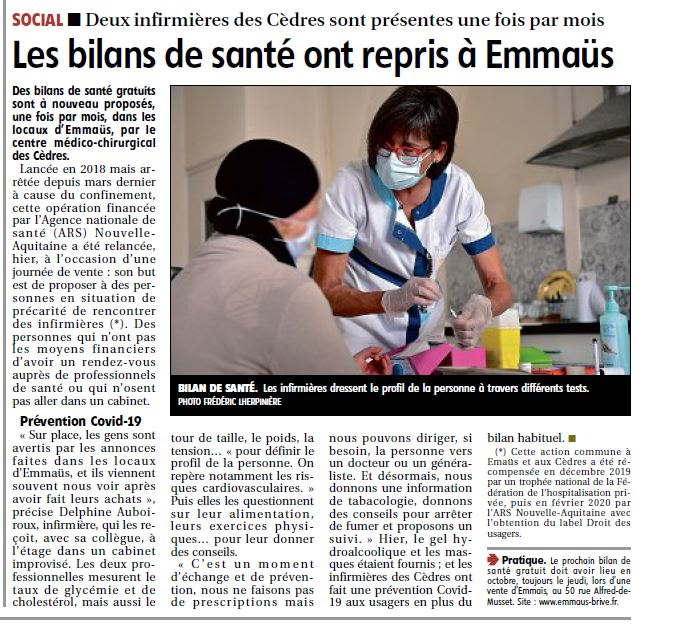 EMMAUS Reprise Bilan de santé 2 