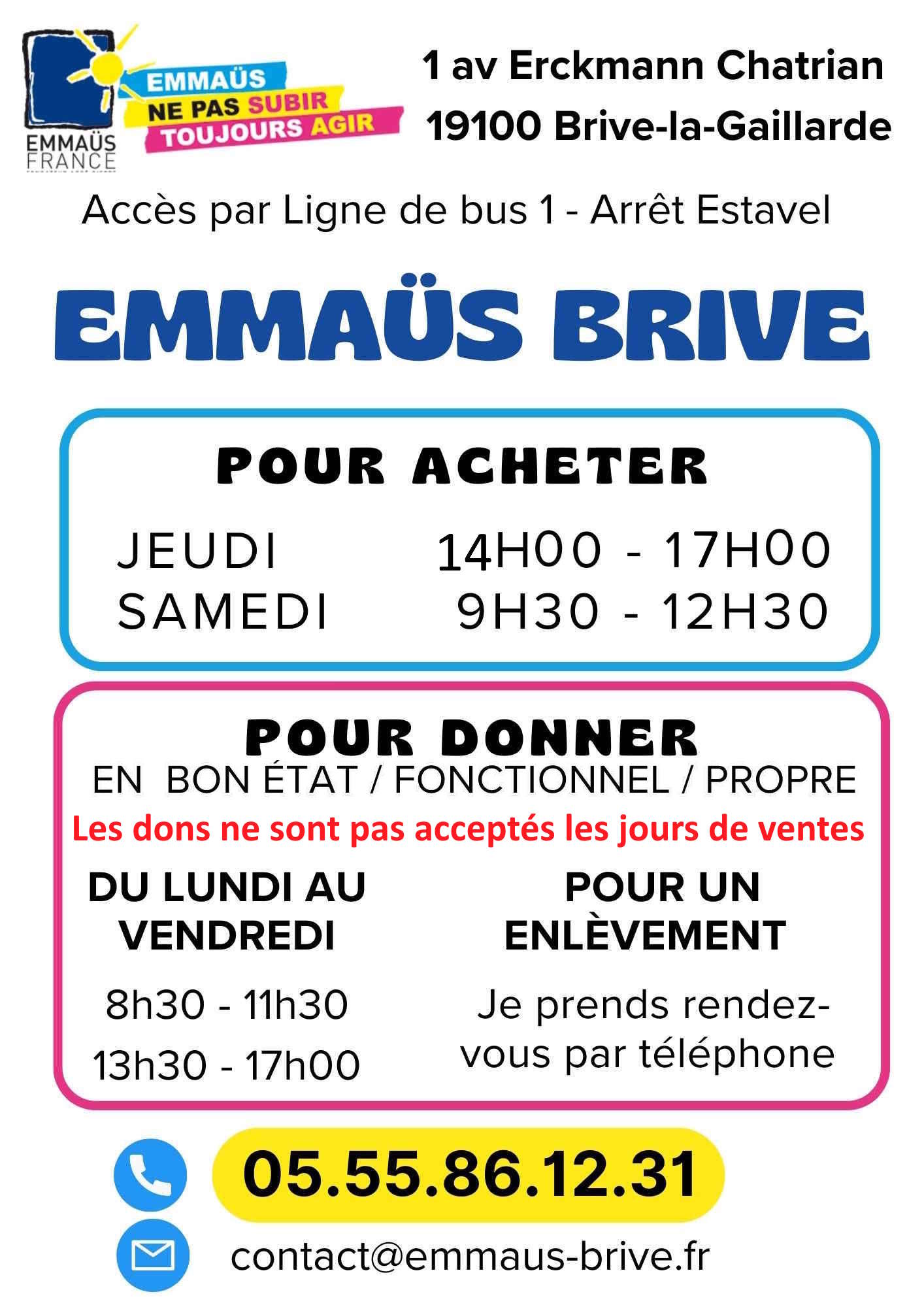 emmaus Horaires hiver